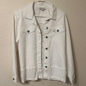 Simply Noelle White Denim Jacket with lace on the back